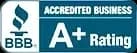 A logo badge for a Better Business Bureau (BBB) A+ rated business.